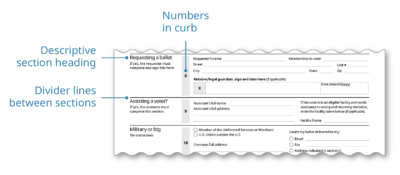 A form excerpt that shows related fields grouped into sections