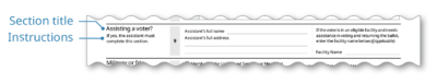 A form excerpt showing the section title and the section instructions